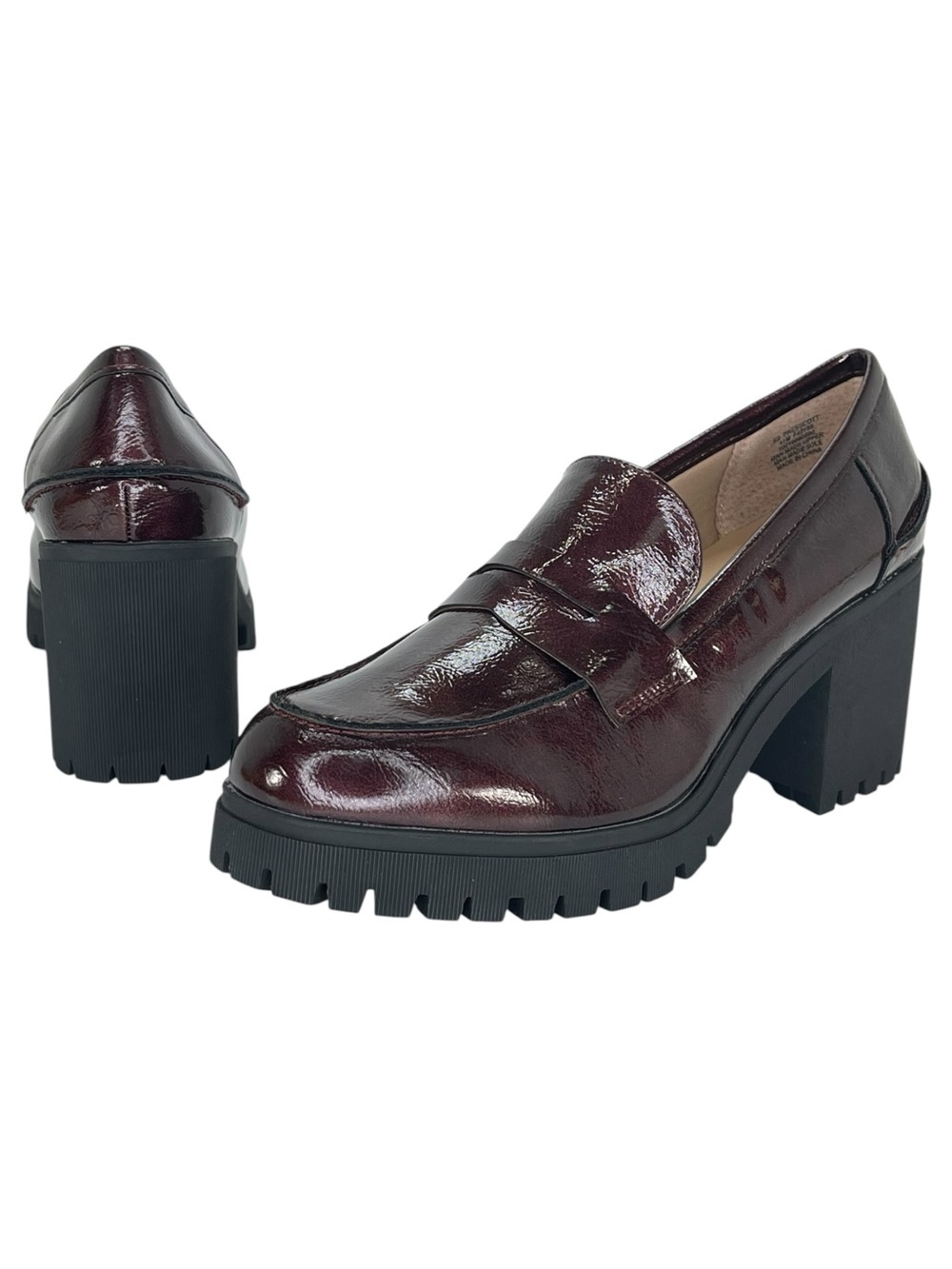 Sun + Stone Presscott Wine Patent Leather Lug Sole Womens Penny Loafers Size 11M - Picture 7 of 10